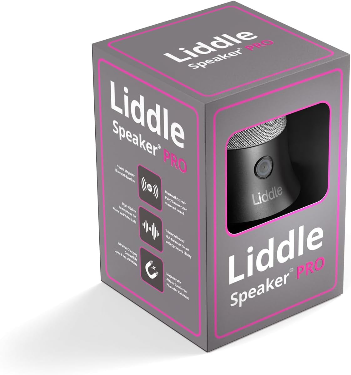 Liddle Speaker Pro - Magnetic Bluetooth Speaker with Microphone for iPhone 12-16, 5W Wireless Sound, 8-Hour Battery, Water-Resistant, Attach Anywhere (Black)